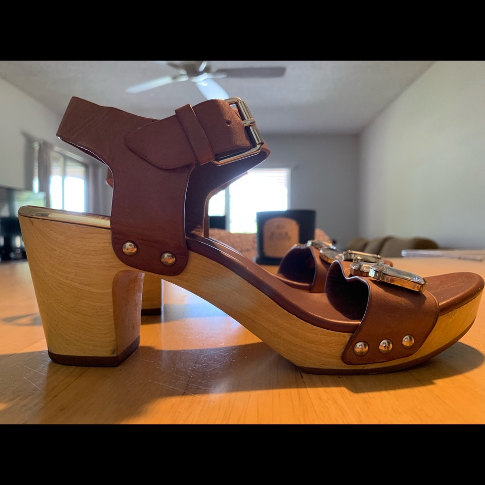 Kate Spade Kilian Jewel Clog Wood Wedge Sandals size 8
